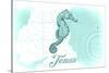 Texas - Seahorse - Teal - Coastal Icon-Lantern Press-Stretched Canvas