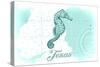 Texas - Seahorse - Teal - Coastal Icon-Lantern Press-Stretched Canvas