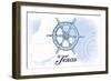 Texas - Ship Wheel - Blue - Coastal Icon-Lantern Press-Framed Art Print