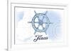 Texas - Ship Wheel - Blue - Coastal Icon-Lantern Press-Framed Art Print