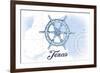 Texas - Ship Wheel - Blue - Coastal Icon-Lantern Press-Framed Art Print