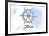 Texas - Ship Wheel - Blue - Coastal Icon-Lantern Press-Framed Art Print