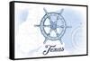 Texas - Ship Wheel - Blue - Coastal Icon-Lantern Press-Framed Stretched Canvas