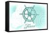 Texas - Ship Wheel - Teal - Coastal Icon-Lantern Press-Framed Stretched Canvas