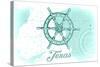 Texas - Ship Wheel - Teal - Coastal Icon-Lantern Press-Stretched Canvas