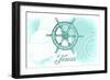 Texas - Ship Wheel - Teal - Coastal Icon-Lantern Press-Framed Art Print