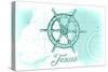 Texas - Ship Wheel - Teal - Coastal Icon-Lantern Press-Stretched Canvas