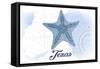 Texas - Starfish - Blue - Coastal Icon-Lantern Press-Framed Stretched Canvas