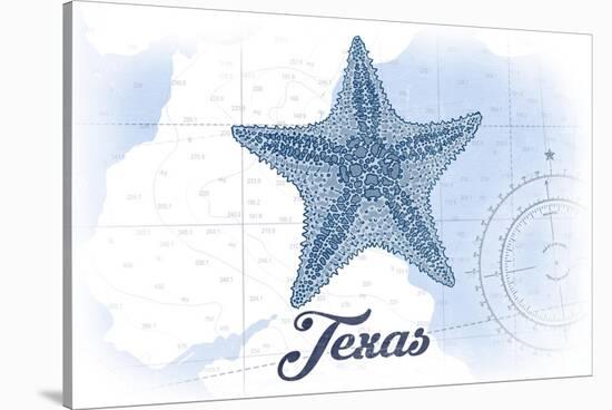 Texas - Starfish - Blue - Coastal Icon-Lantern Press-Stretched Canvas