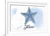 Texas - Starfish - Blue - Coastal Icon-Lantern Press-Framed Premium Giclee Print