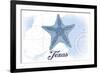 Texas - Starfish - Blue - Coastal Icon-Lantern Press-Framed Premium Giclee Print