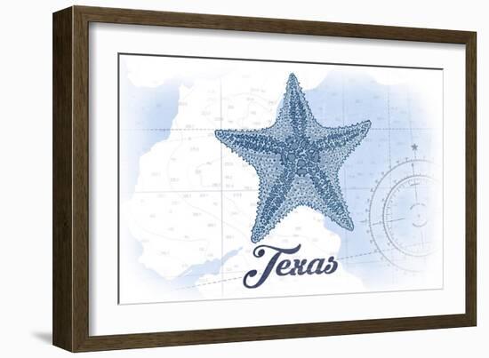 Texas - Starfish - Blue - Coastal Icon-Lantern Press-Framed Art Print