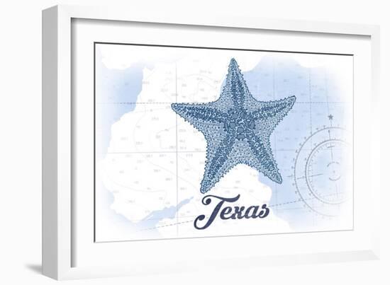 Texas - Starfish - Blue - Coastal Icon-Lantern Press-Framed Art Print