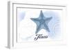 Texas - Starfish - Blue - Coastal Icon-Lantern Press-Framed Art Print