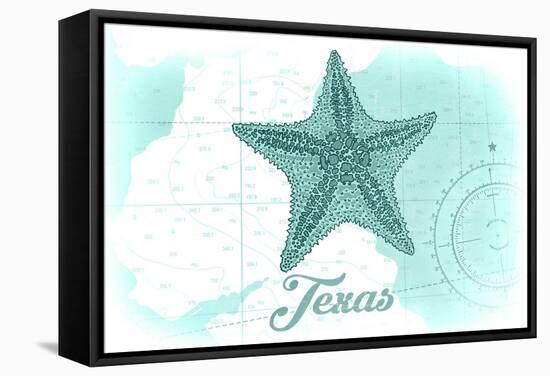 Texas - Starfish - Teal - Coastal Icon-Lantern Press-Framed Stretched Canvas