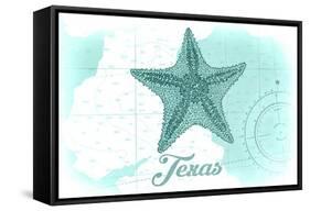 Texas - Starfish - Teal - Coastal Icon-Lantern Press-Framed Stretched Canvas
