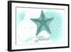 Texas - Starfish - Teal - Coastal Icon-Lantern Press-Framed Art Print