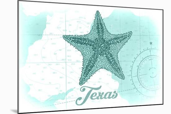 Texas - Starfish - Teal - Coastal Icon-Lantern Press-Mounted Art Print