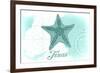 Texas - Starfish - Teal - Coastal Icon-Lantern Press-Framed Premium Giclee Print