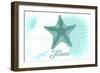 Texas - Starfish - Teal - Coastal Icon-Lantern Press-Framed Art Print