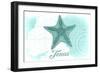 Texas - Starfish - Teal - Coastal Icon-Lantern Press-Framed Art Print