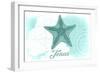 Texas - Starfish - Teal - Coastal Icon-Lantern Press-Framed Art Print