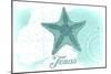 Texas - Starfish - Teal - Coastal Icon-Lantern Press-Mounted Art Print