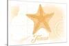 Texas - Starfish - Yellow - Coastal Icon-Lantern Press-Stretched Canvas