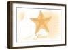 Texas - Starfish - Yellow - Coastal Icon-Lantern Press-Framed Art Print