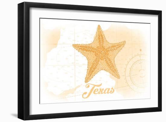 Texas - Starfish - Yellow - Coastal Icon-Lantern Press-Framed Art Print