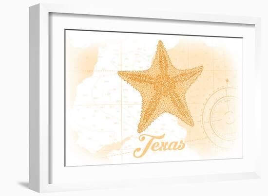 Texas - Starfish - Yellow - Coastal Icon-Lantern Press-Framed Art Print