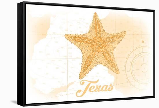 Texas - Starfish - Yellow - Coastal Icon-Lantern Press-Framed Stretched Canvas