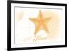 Texas - Starfish - Yellow - Coastal Icon-Lantern Press-Framed Art Print