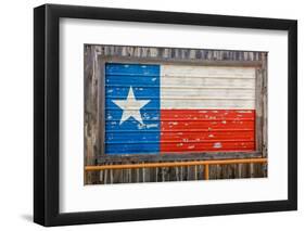 TEXAS STATE FLAG - Texas "Lone Star" flag on side on bar, Texas-null-Framed Photographic Print