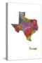 Texas State Map 1-Marlene Watson-Stretched Canvas