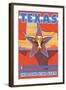 Texas, The Lone Star State, Longhorn Bull-Lantern Press-Framed Art Print