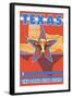 Texas, The Lone Star State, Longhorn Bull-Lantern Press-Framed Art Print