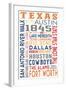 Texas - Typography-Lantern Press-Framed Art Print