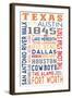 Texas - Typography-Lantern Press-Framed Art Print