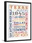 Texas - Typography-Lantern Press-Framed Art Print