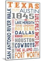 Texas - Typography-Lantern Press-Mounted Art Print