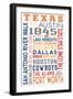 Texas - Typography-Lantern Press-Framed Premium Giclee Print