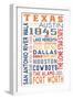 Texas - Typography-Lantern Press-Framed Premium Giclee Print