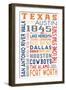 Texas - Typography-Lantern Press-Framed Art Print