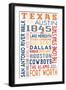 Texas - Typography-Lantern Press-Framed Art Print