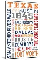 Texas - Typography-Lantern Press-Mounted Art Print