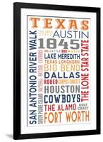 Texas - Typography-Lantern Press-Framed Art Print