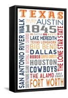 Texas - Typography-Lantern Press-Framed Stretched Canvas