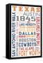 Texas - Typography-Lantern Press-Framed Stretched Canvas