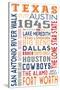 Texas - Typography-Lantern Press-Stretched Canvas